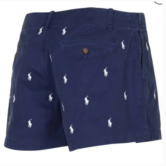 Polo Ralph Lauren Navy & White Pony Embroidery Cotton Summer Chino Shorts Size 4 - Picture 7 of 10